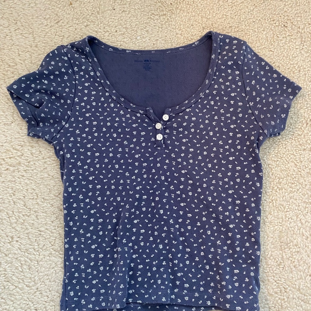 Brandy Melville Blue Floral Crop Top